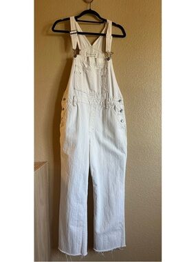 Abercrombie & Fitch White Denim Overalls
